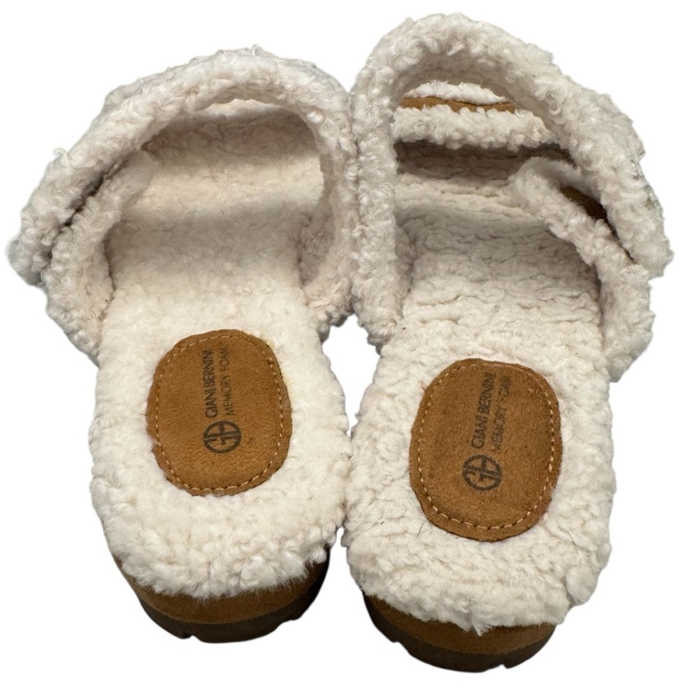 Giani Bernini Women's Tameenna Lug Sole Furry Memory Sole Sandals Brown Size 7 - Picture 4 of 10